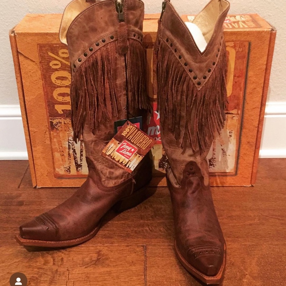 Tony Lama Women’s Fringe Western Cowboy Boots Size 8